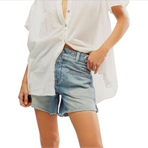 Women Mid Waist Jean Shorts Raw Hem Trendy Folded Hem Denim Short Jeans Medium